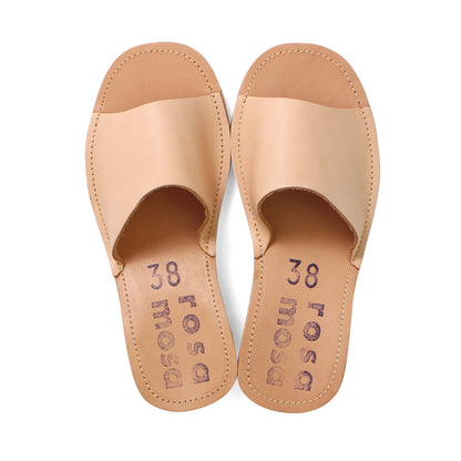 rosamosa natural leather slipper cork heel