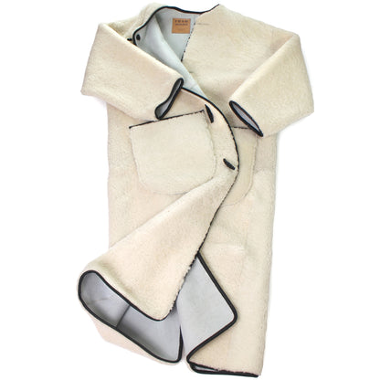 Rosa Mosa Icelandic shearling long coat natural sky blue handmade 