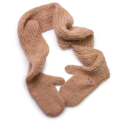 MITTENS SCARF Combo + Hand-knit Scarf + Beige