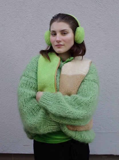 Gilet Vest PATCHWORK + Reversible Shearling Vest + Neon