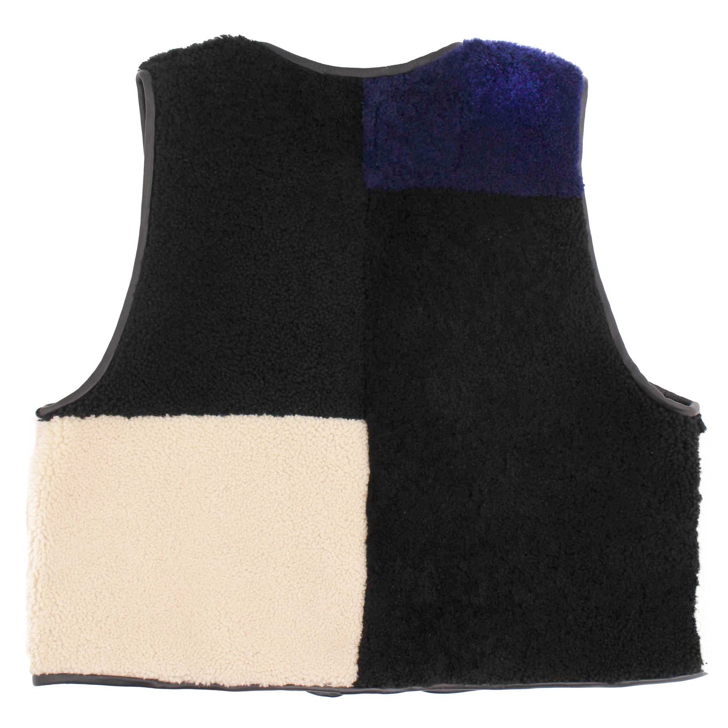 Gilet Vest PATCHWORK + Reversible Shearling Vest + Blue Ink