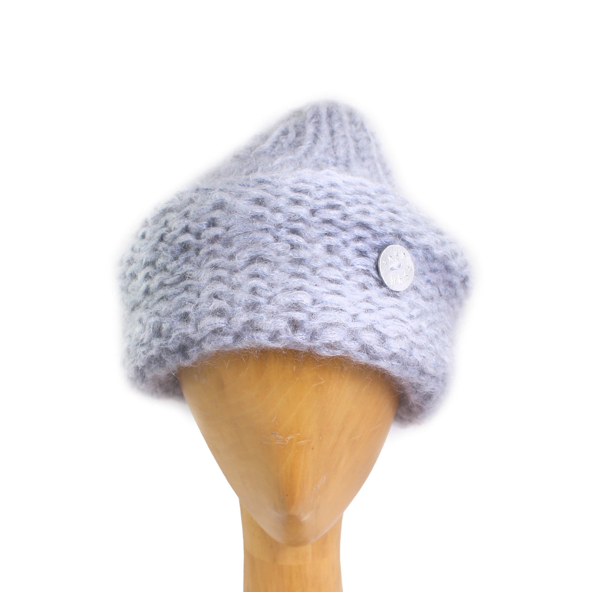 TURBAN BEANIE + Hand-knit Beanie Hat + Jean Blue