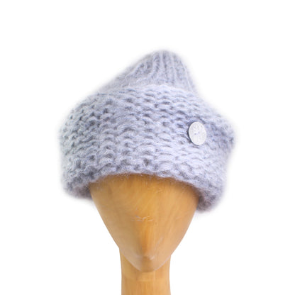 TURBAN BEANIE + Hand-knit Beanie Hat + Jean Blue