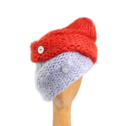 TURBAN BEANIE + Hand-knit Beanie Hat + Jean Blue