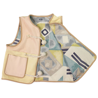 BIG BUTTON LEATHER VEST + Cotton Balls / LEATHER + Powder Deer