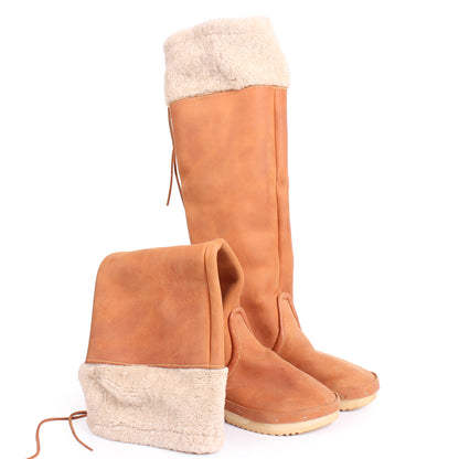 BON BOOT KNEE HIGH + Leather Clog Knee High Boots + Natural