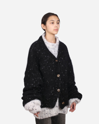 Unisex Hand Knit Mohair Pullover + White Black Dot