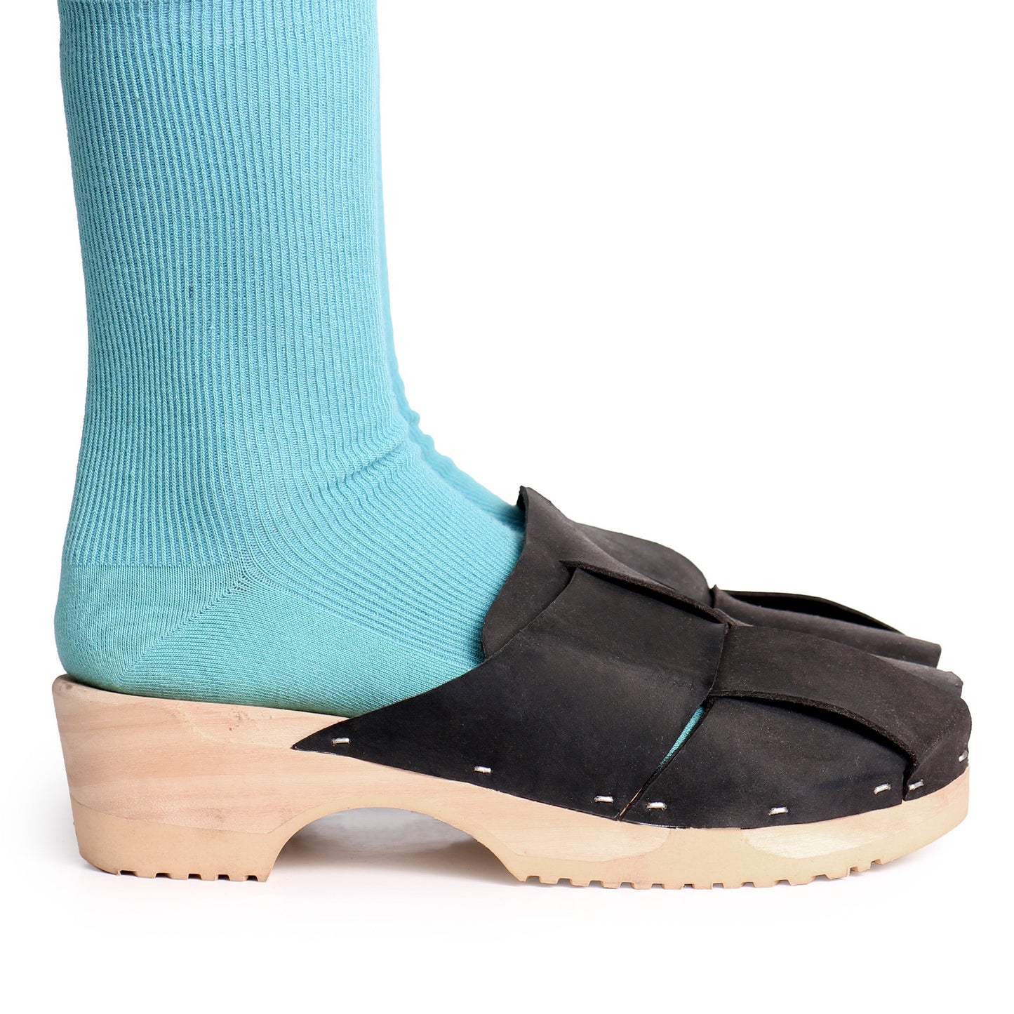 CHESS UNICOLOR + Leather Clogs + Black