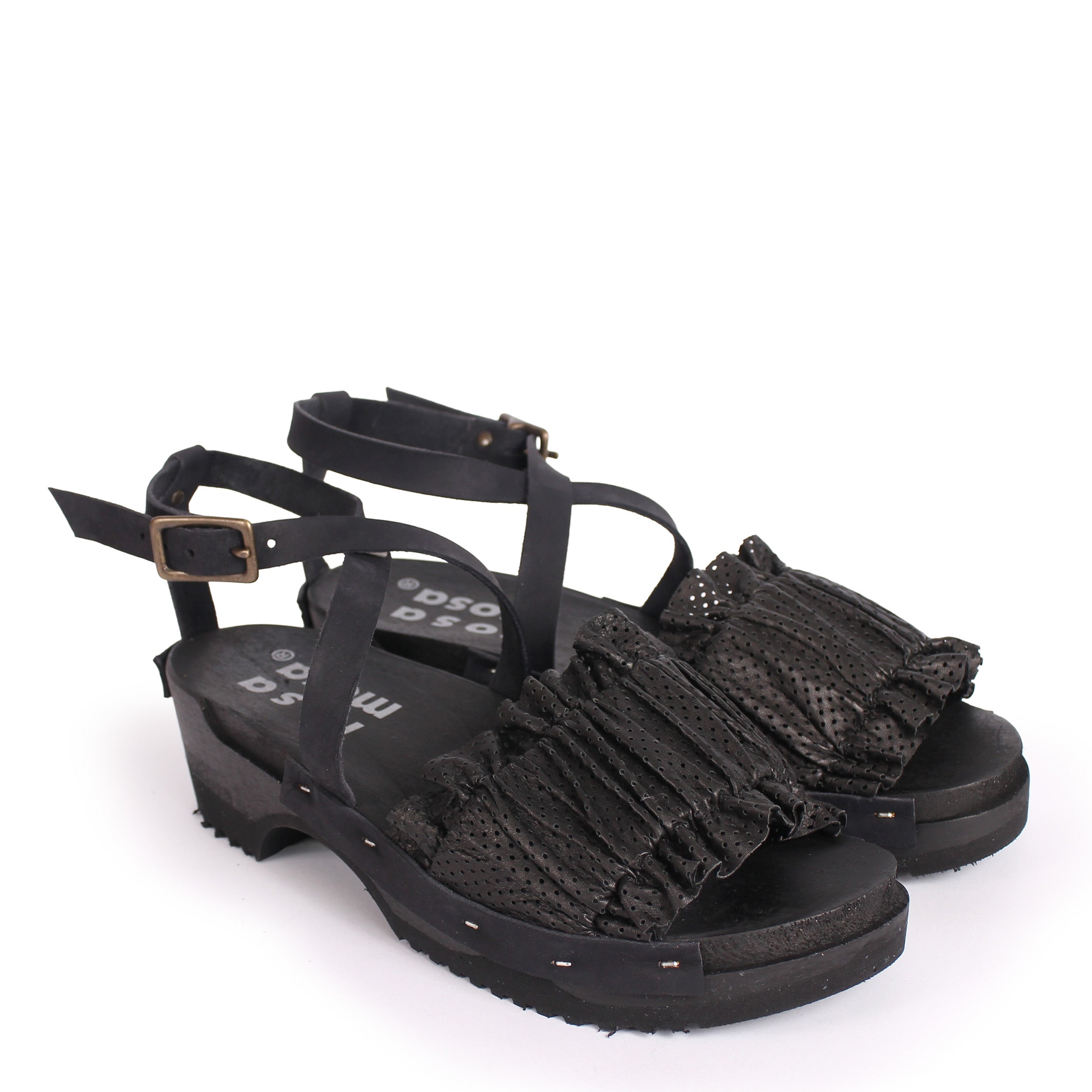 CHLOE X STRAP + Leather Dark Clog Sandals + All Black
