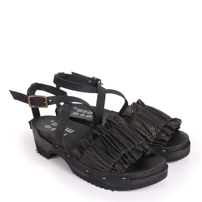 CHLOE X STRAP + Leather Dark Clog Sandals + All Black