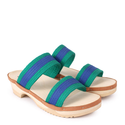 DONAU JUDO + Cotton Clog Sandals + Blue Green
