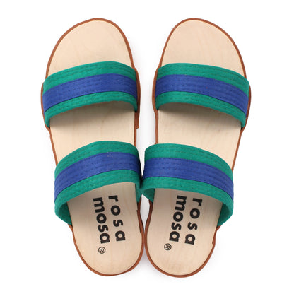 DONAU JUDO + Cotton Clog Sandals + Blue Green