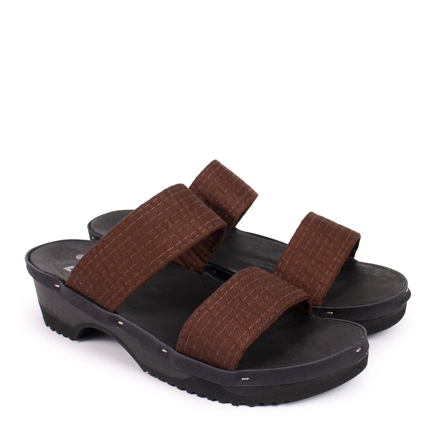 DONAU JUDO + Cotton Dark Clog Sandals + Brown