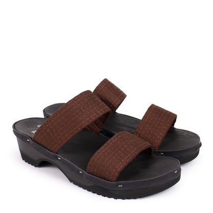 DONAU JUDO + Cotton Dark Clog Sandals + Brown