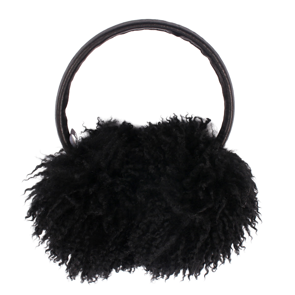 EAR WARMERS L + Shearling leather earmuffs + Black Curly