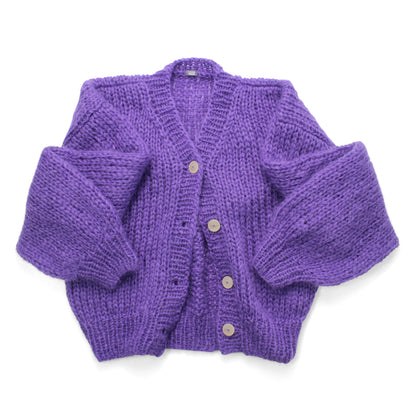 Unisex Hand Knit Mohair Cardigan + Purple