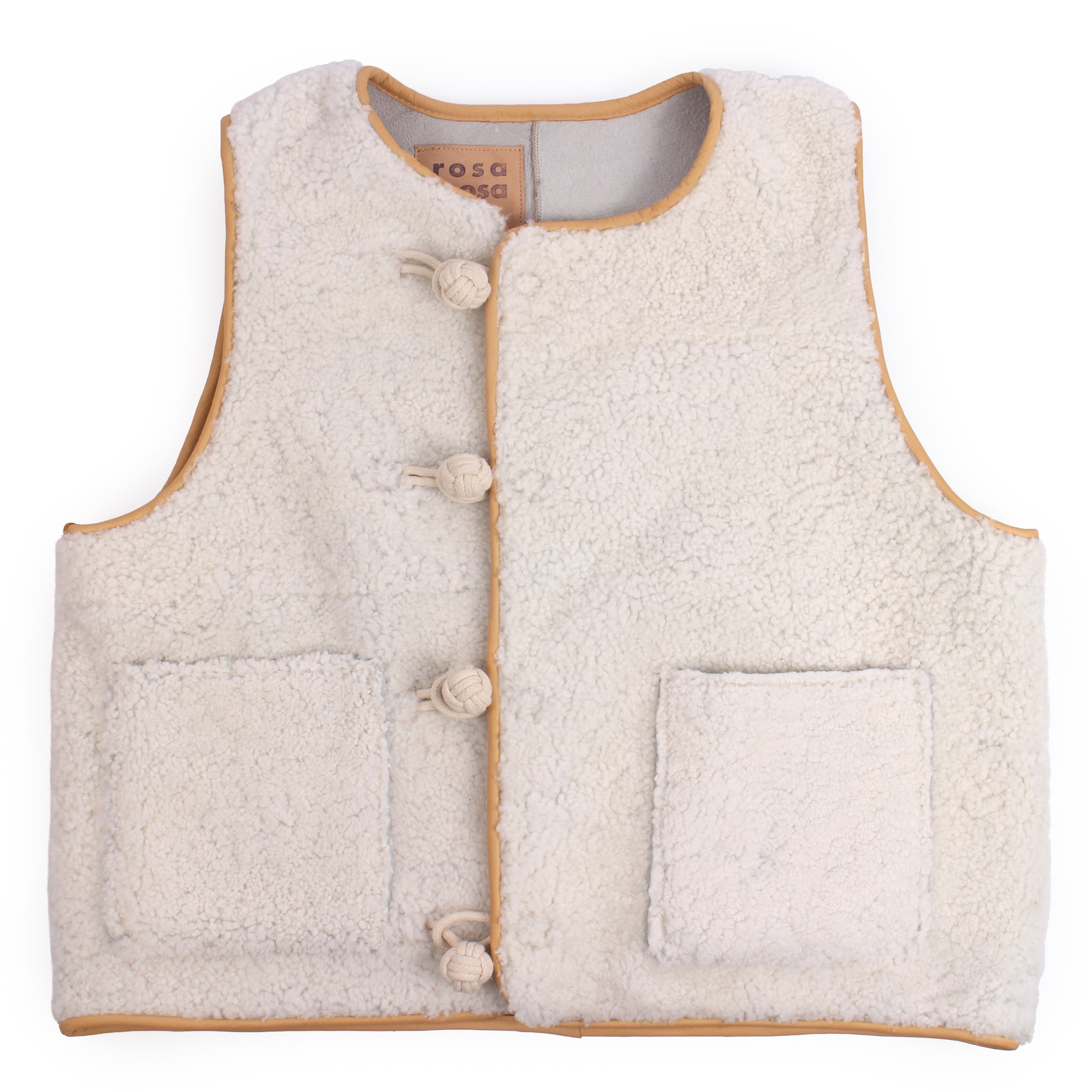 KNOT BUTTON VEST + Cotton Balls / Shearling + Natural
