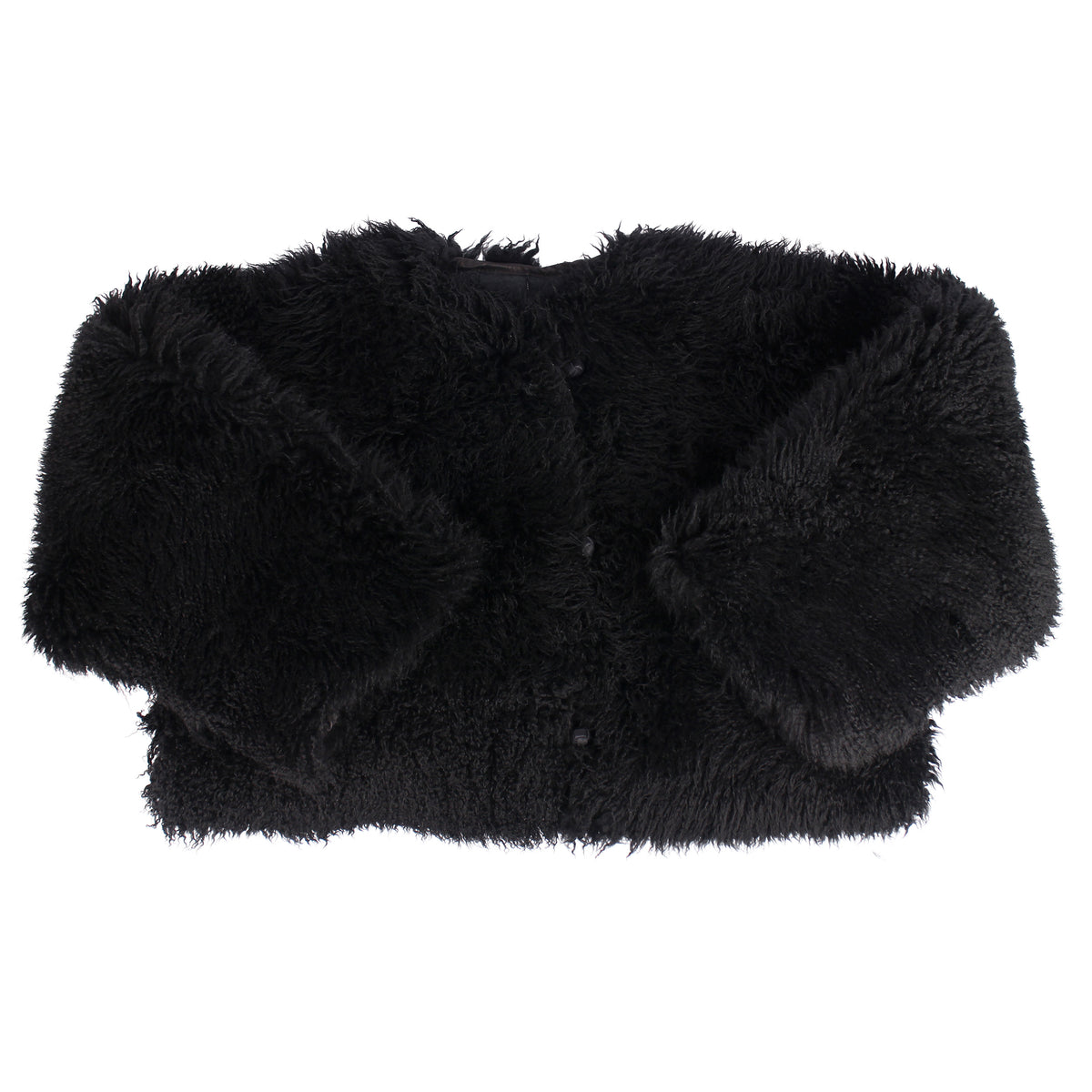 Jacket METEOR CROP L + Long Shearling Crop Jacket + Black