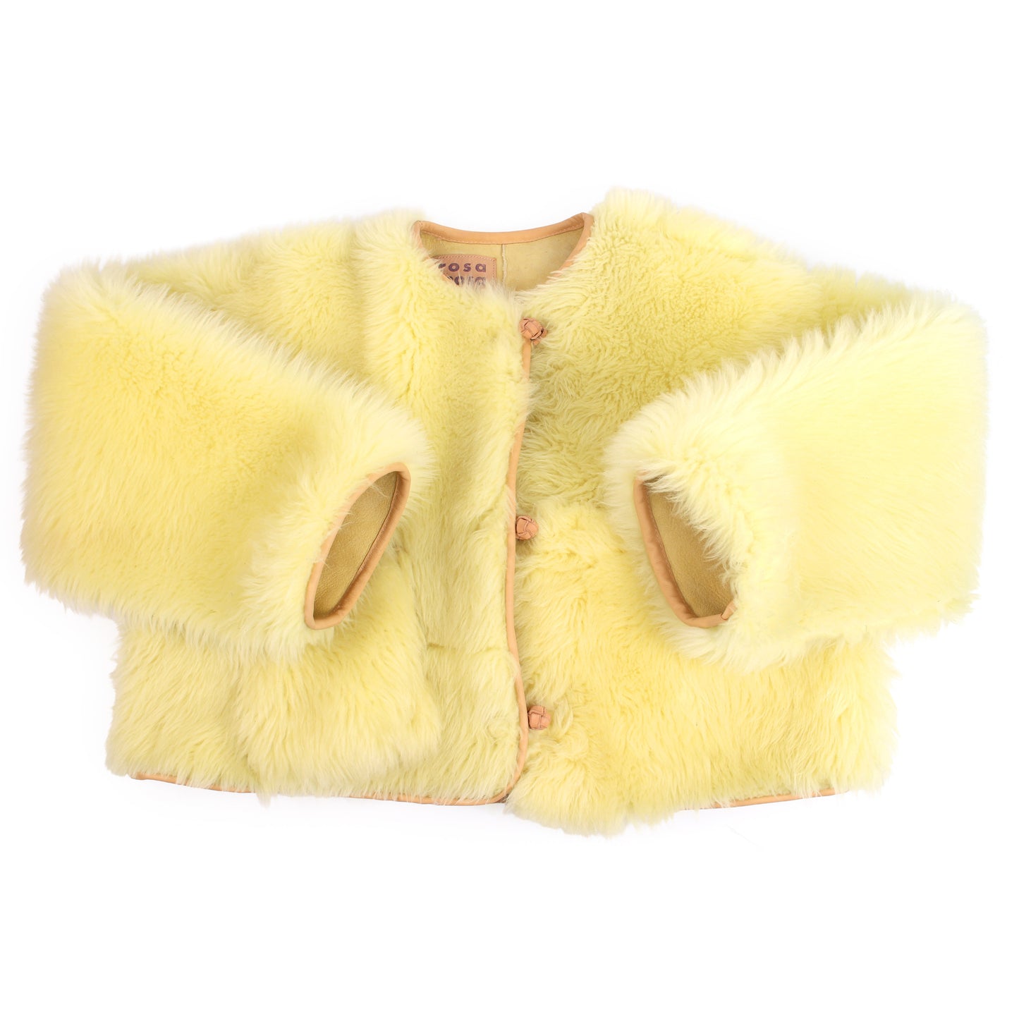 Jacket METEOR CROP L + Long Shearling Crop Jacket + Lemon