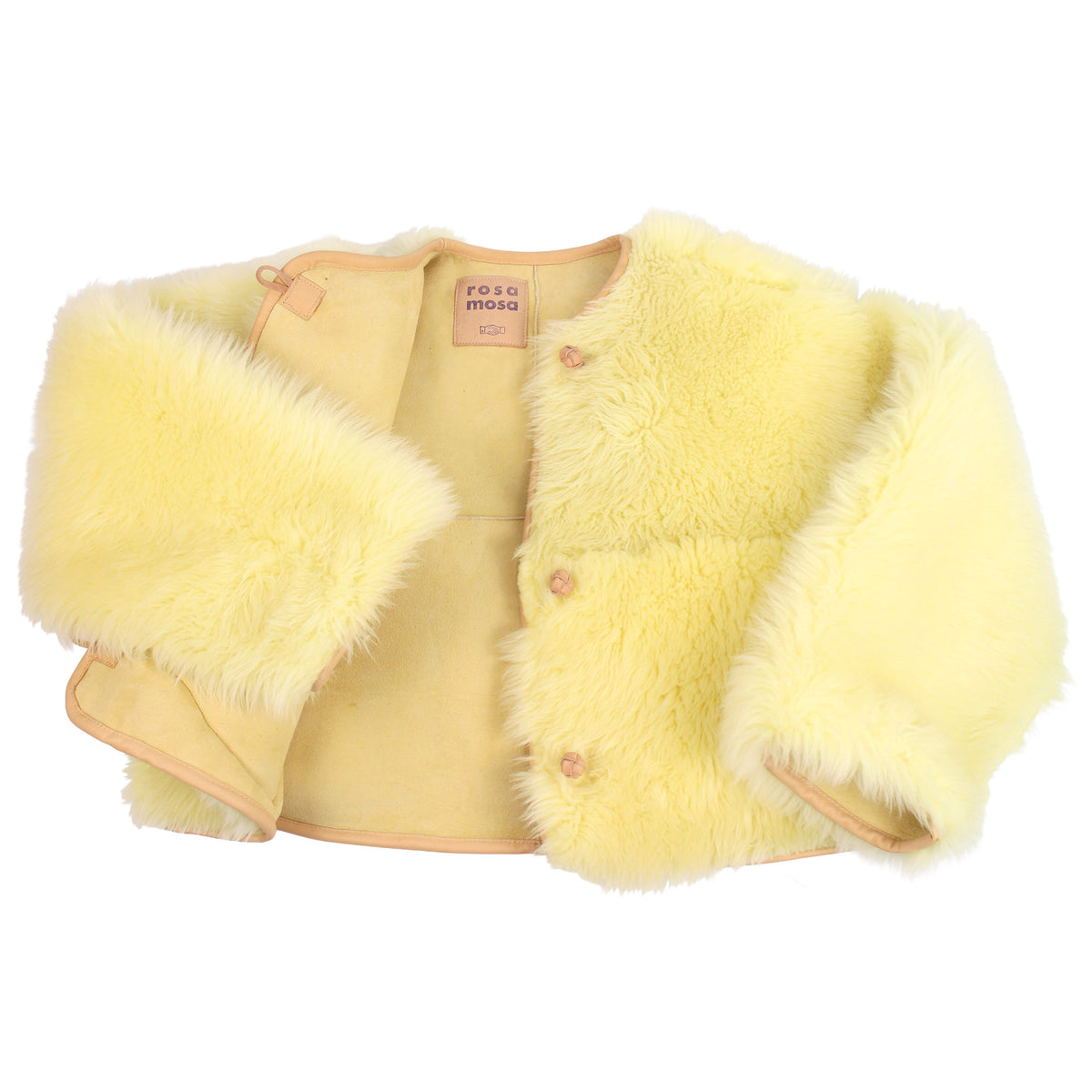 Jacket METEOR CROP L + Long Shearling Crop Jacket + Lemon