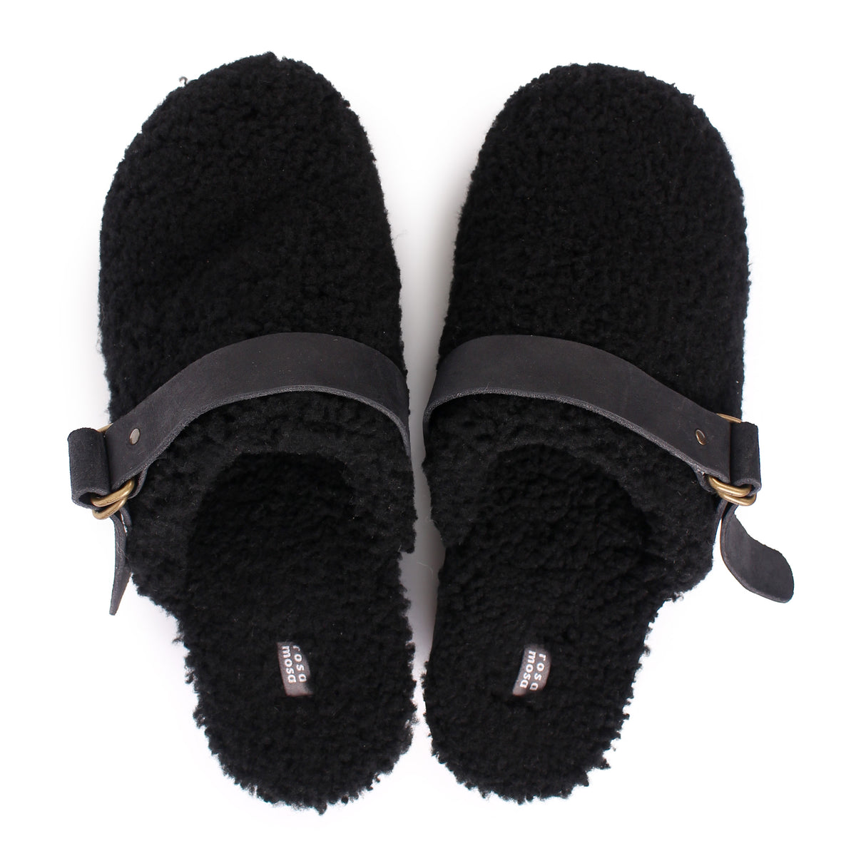 PANTO FULLY STRAP + Shearling Clog Shoes + Curly Black