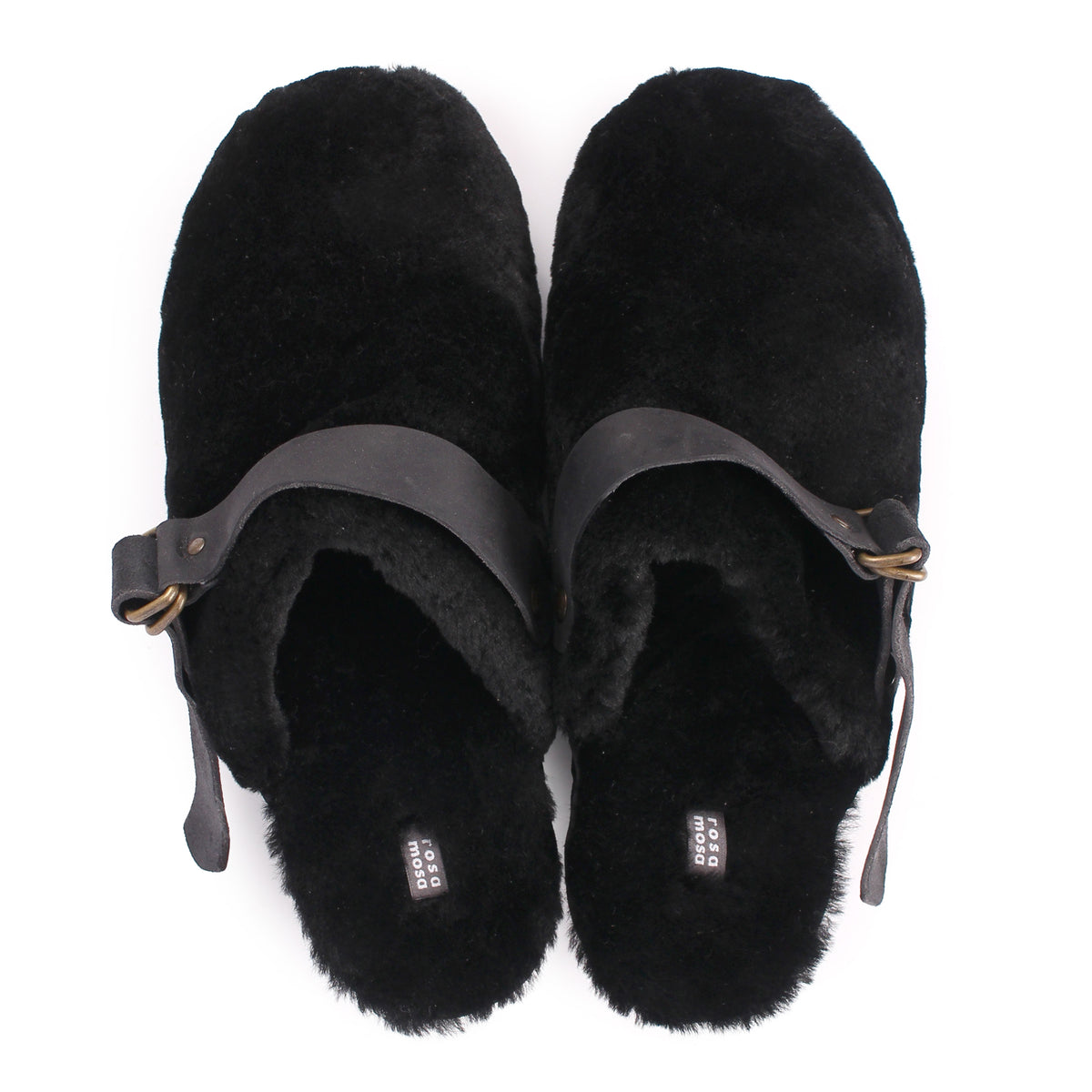 PANTO FULLY STRAP + Shearling Clog Shoes + Soft Black