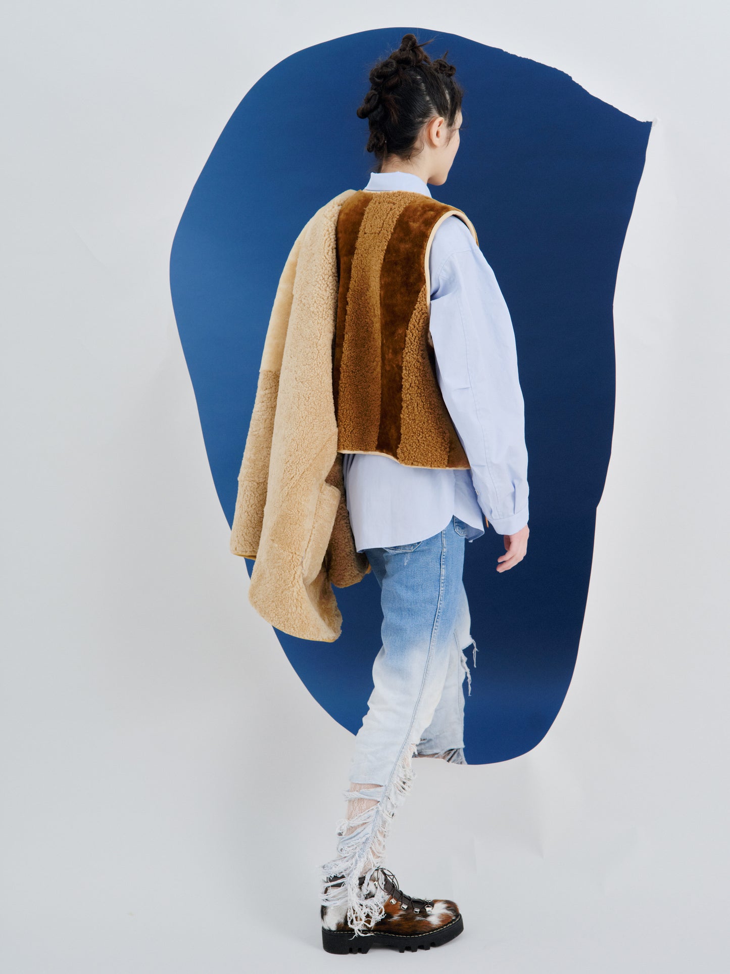Gilet Vest ERIS + Reversible Shearling Vest + Double Cuoio