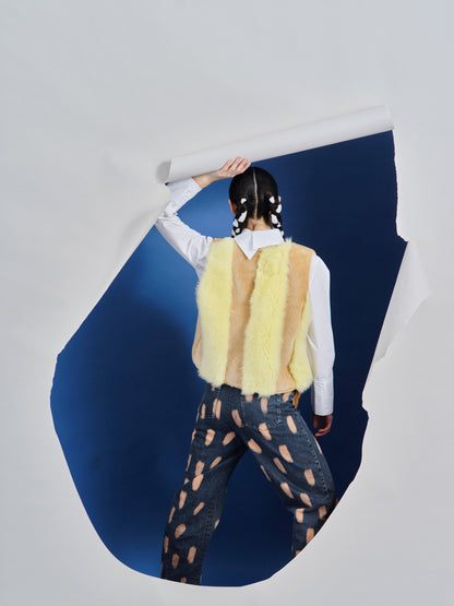 Gilet Vest ERIS + Reversible Shearling Vest + Natural Lemon
