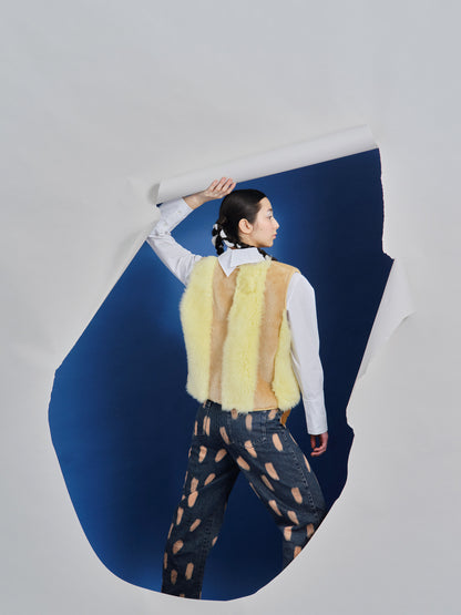 Gilet Vest ERIS + Reversible Shearling Vest + Natural Lemon