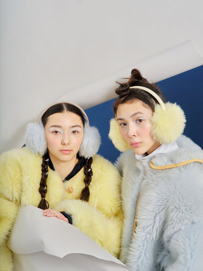 EAR WARMERS L + Shearling leather earmuffs + Sky Blue