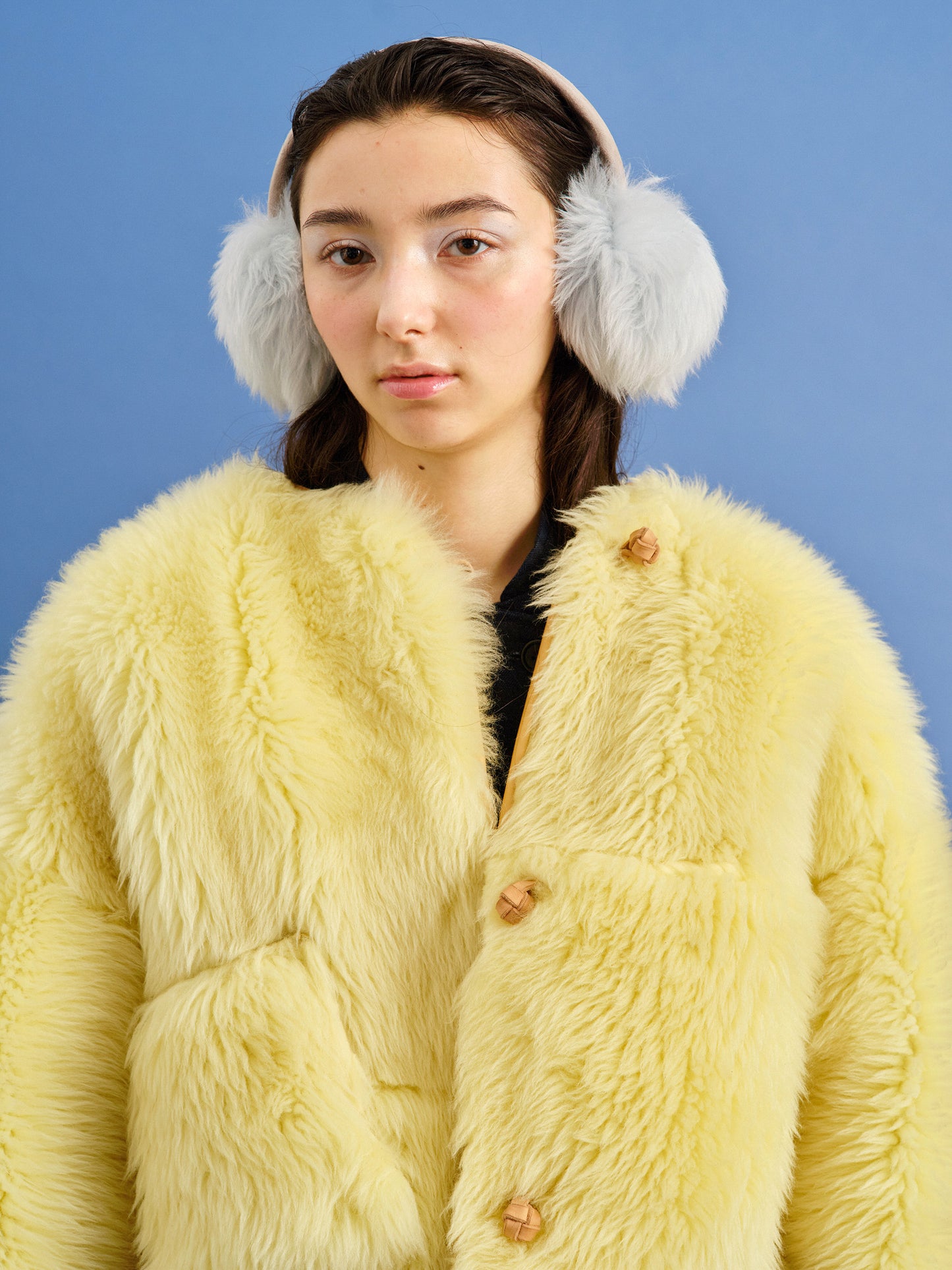 EAR WARMERS L + Shearling leather earmuffs + Sky Blue