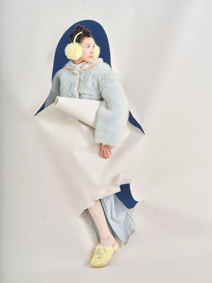 PANTO CURLY FIORE + Shearling Clog Shoes + Lemon