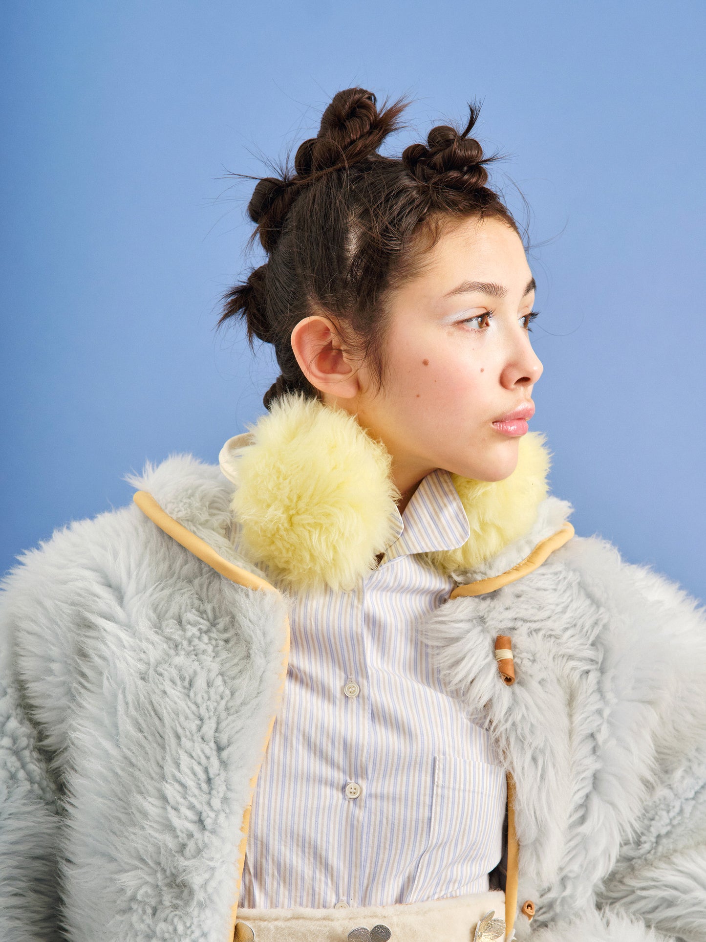 EAR WARMERS L + Shearling leather earmuffs + Lemon