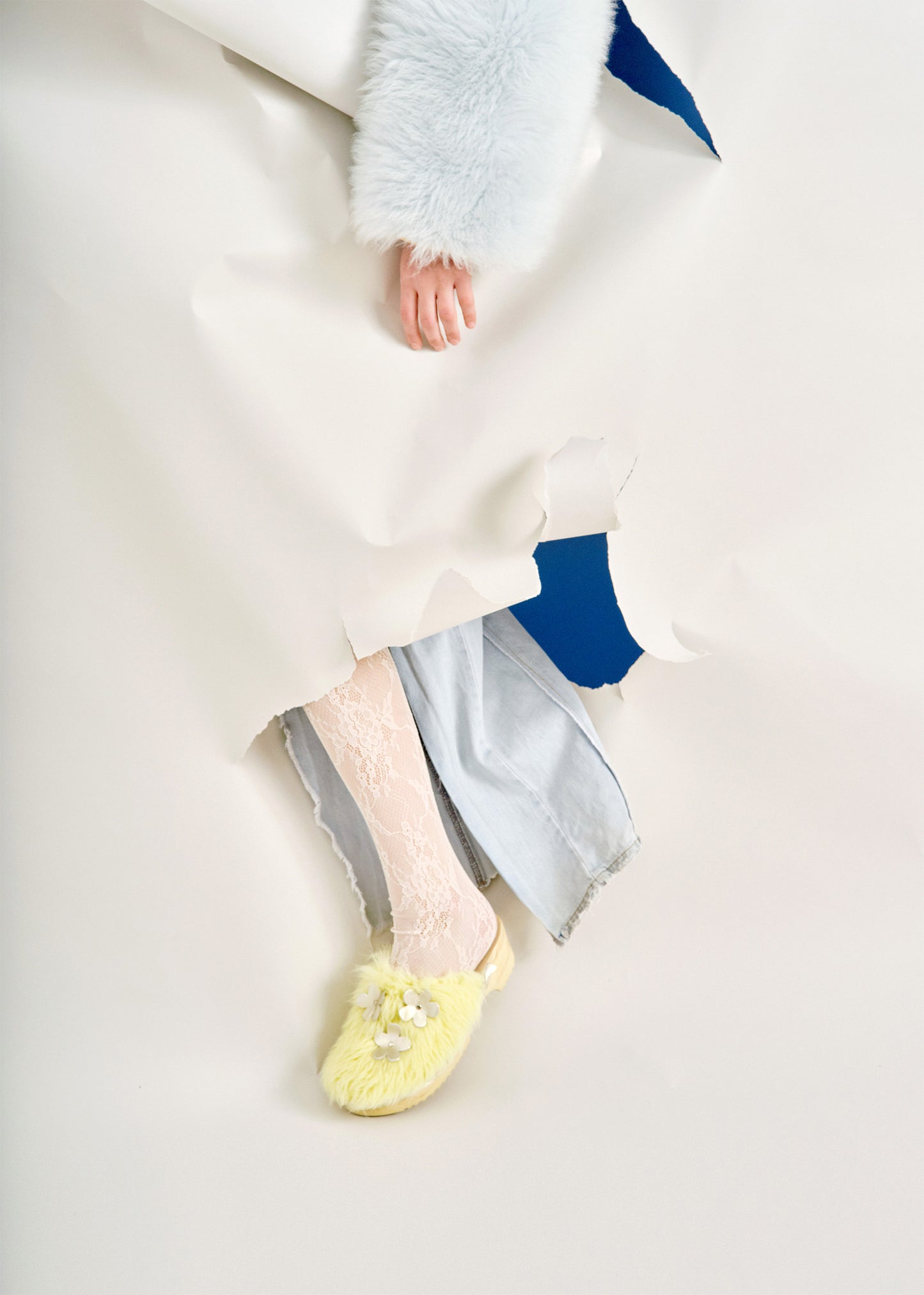 PANTO CURLY FIORE + Shearling Clog Shoes + Lemon
