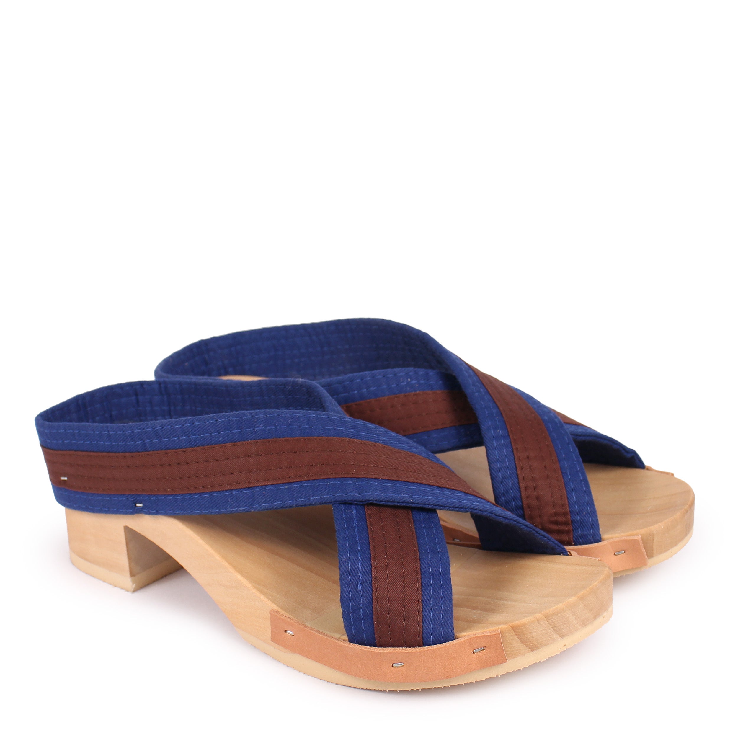 ROCCO JUDO X + Cotton Clog Sandals + Blue Brown