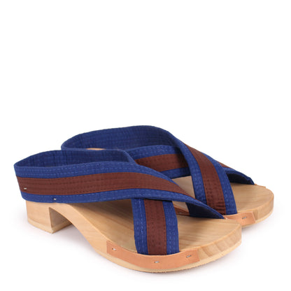 ROCCO JUDO X + Cotton Clog Sandals + Blue Brown