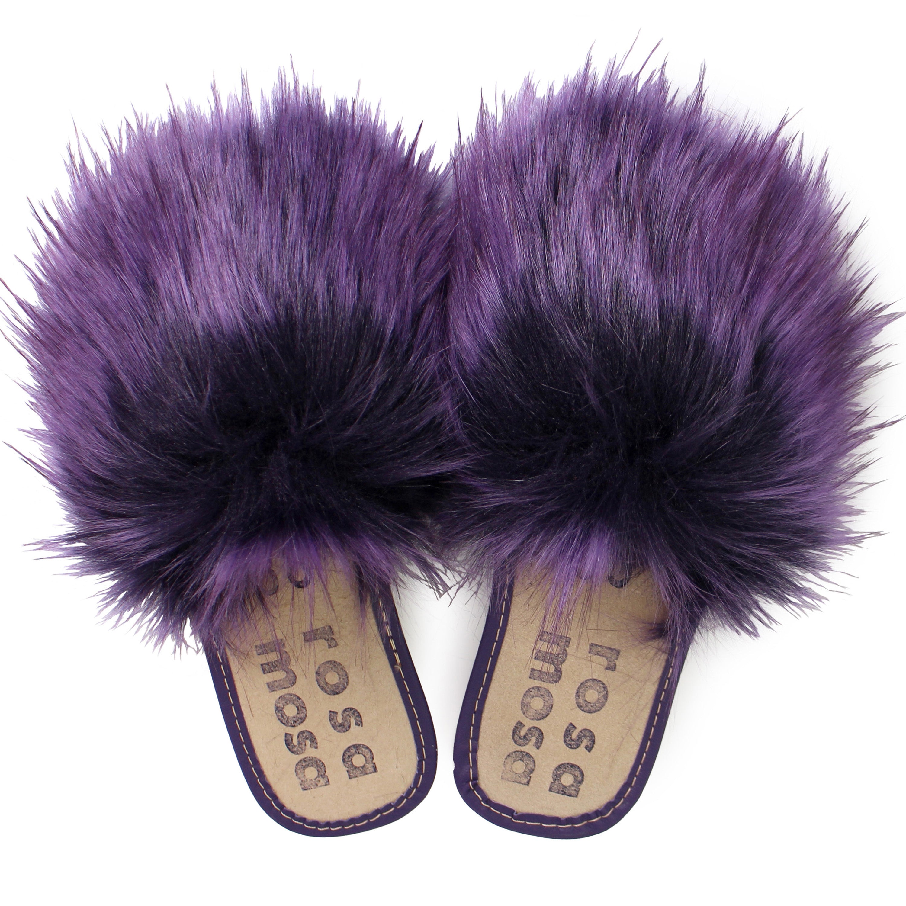 rosa mosa faux fur slippers silver purple