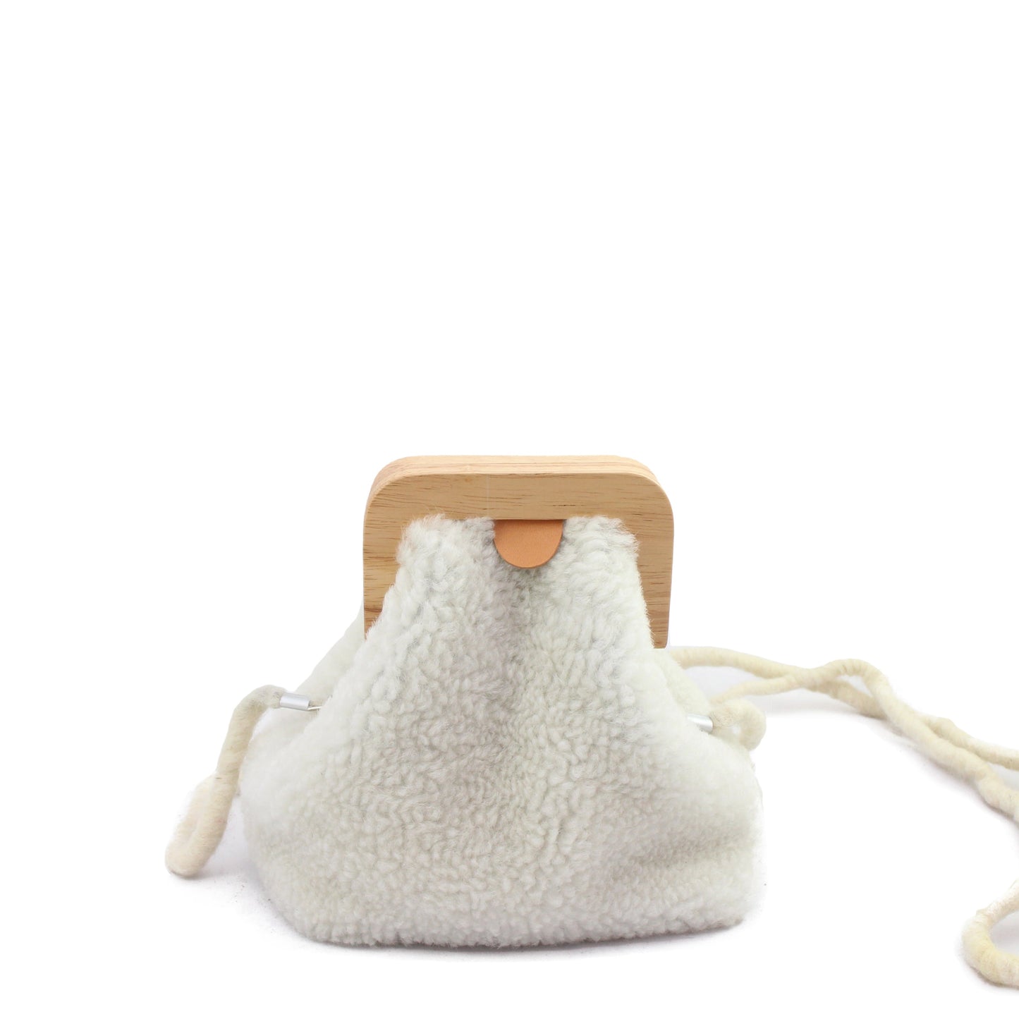 ANGOLO BAG SMALL Curly + Shearling Mini Bag + Natural