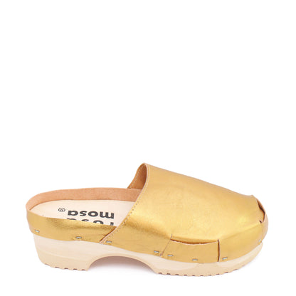 DONAU Metallic + Leather Clogs + Gold