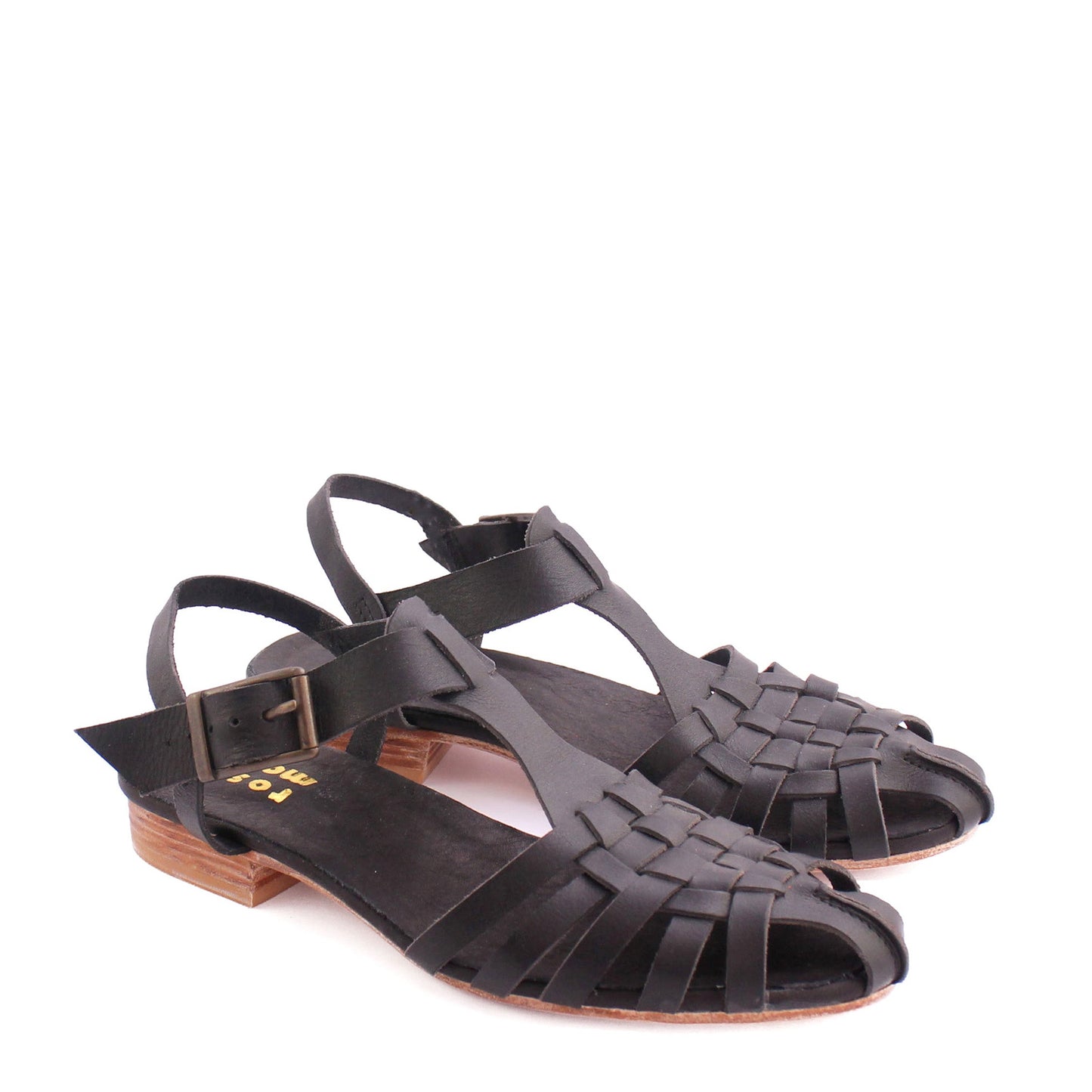 KAREN + Leather Strap Sandals + Classy Black