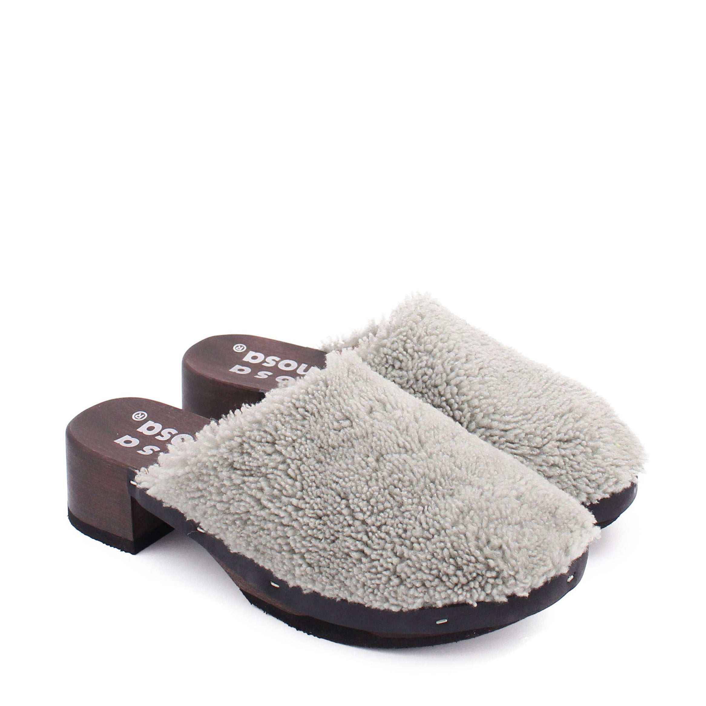ROCCO CURLY + Shearling Dark Clogs + Sage