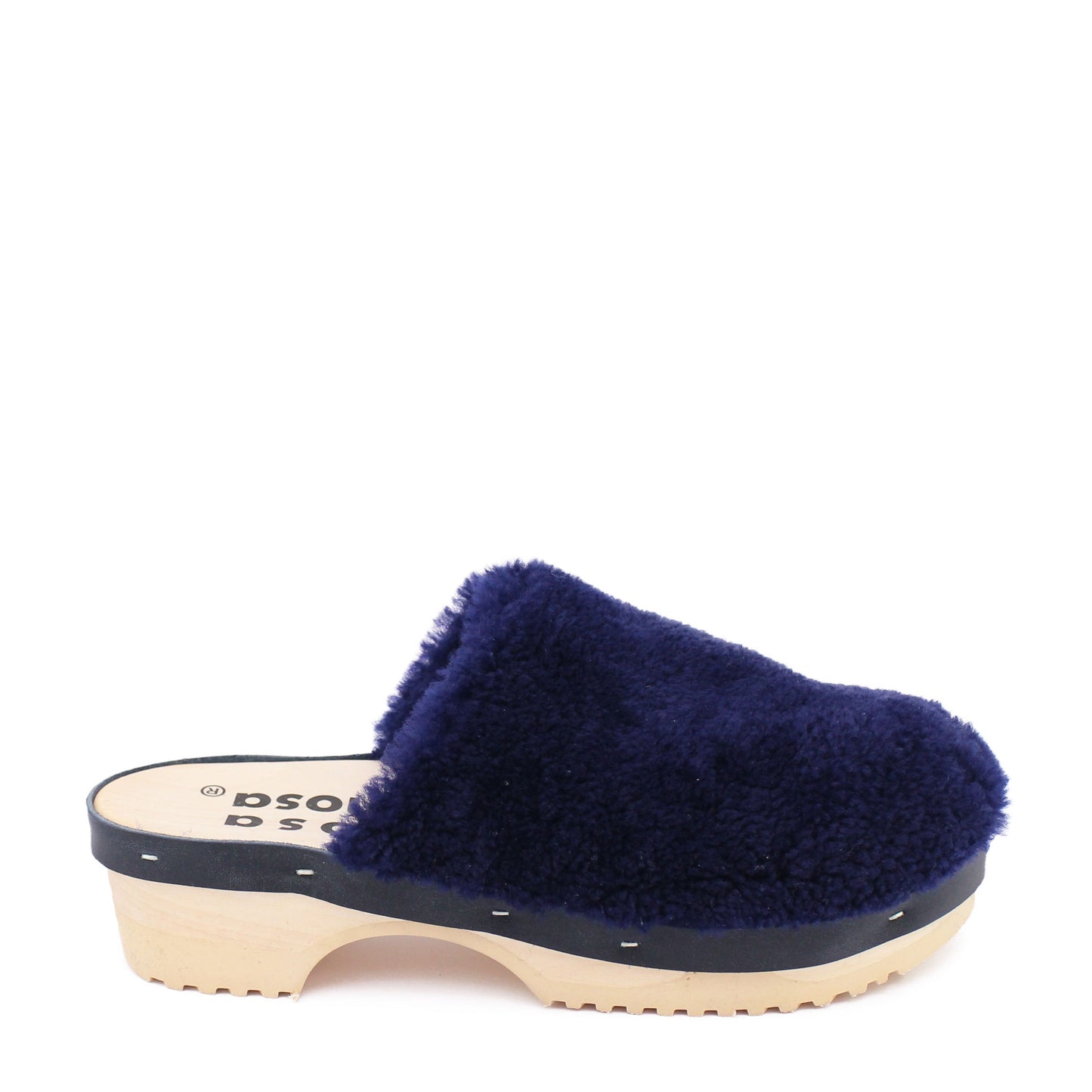 PANTO CURLY + Shearling Clog Shoes + Navy