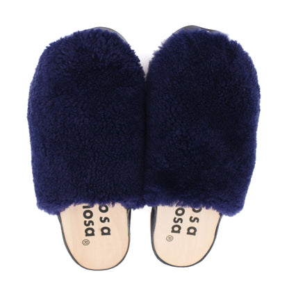 PANTO CURLY + Shearling Clog Shoes + Navy