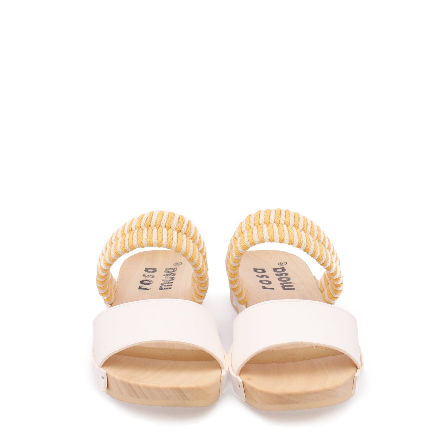 BOBO + Cotton Leather Clog Flats + Yellow / White